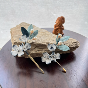南京非遗绒花胸针发簪头饰格雷系手工原创国风汉服旗袍礼物摆件