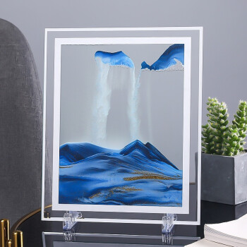 流沙画沙漏桌面摆件创意解压办公室客厅卧室装饰工艺品生日礼物流沙画【五寸蓝色】	